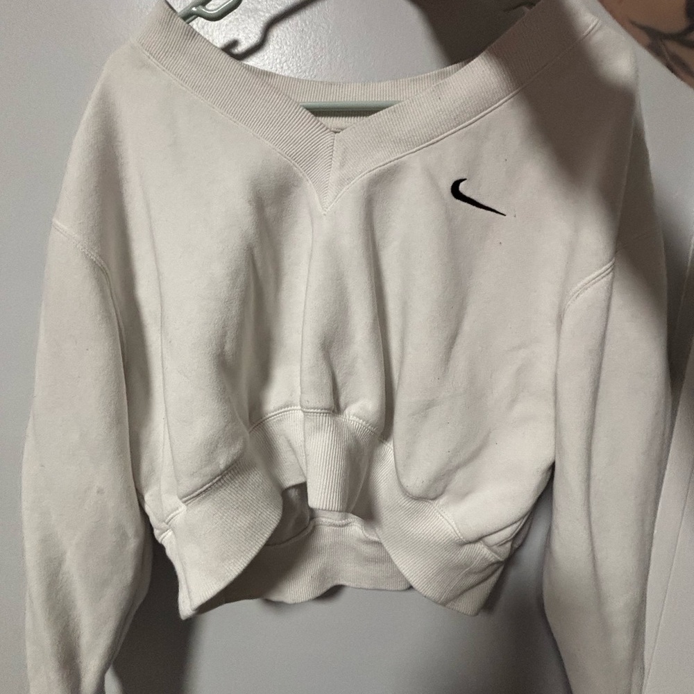 Nike Women's Off-White Sweatshirt with Black Logo